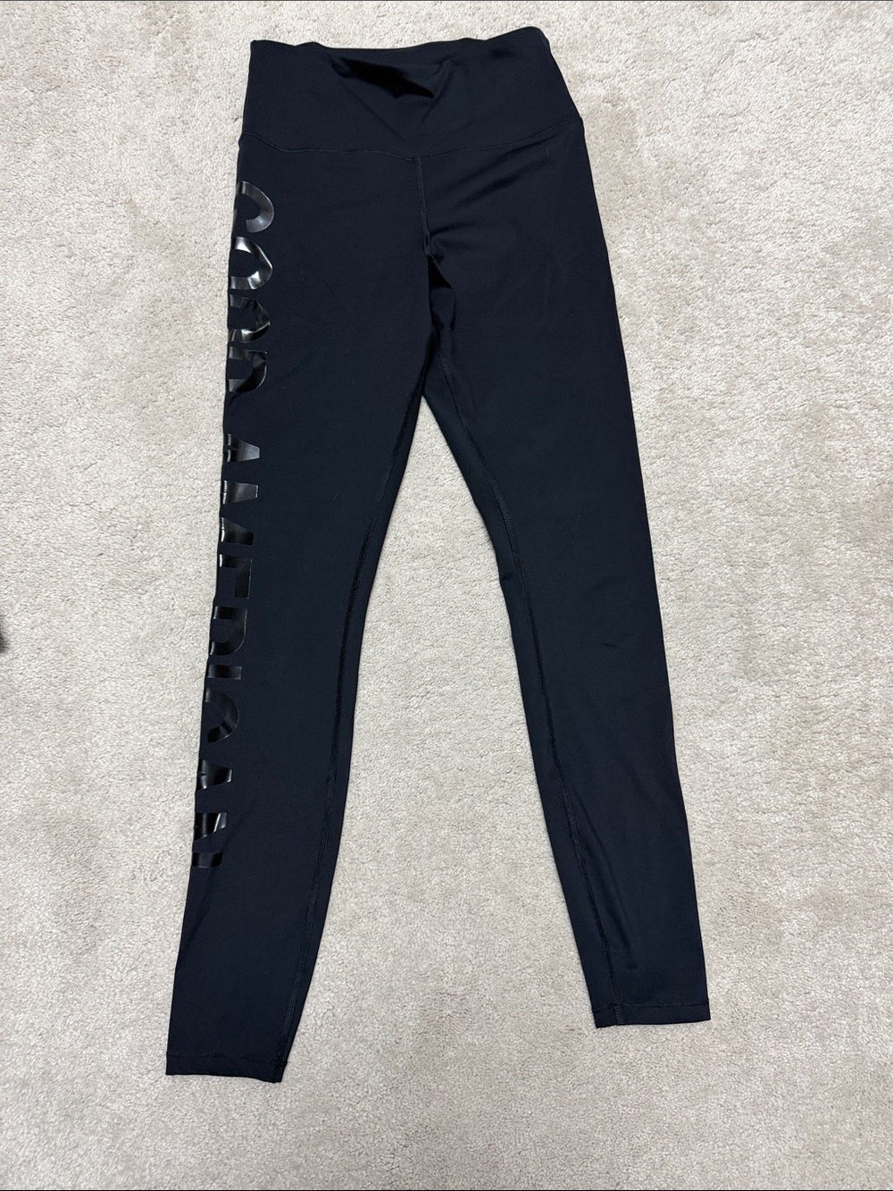 Good American Black Leggings with Shiny Side Logo